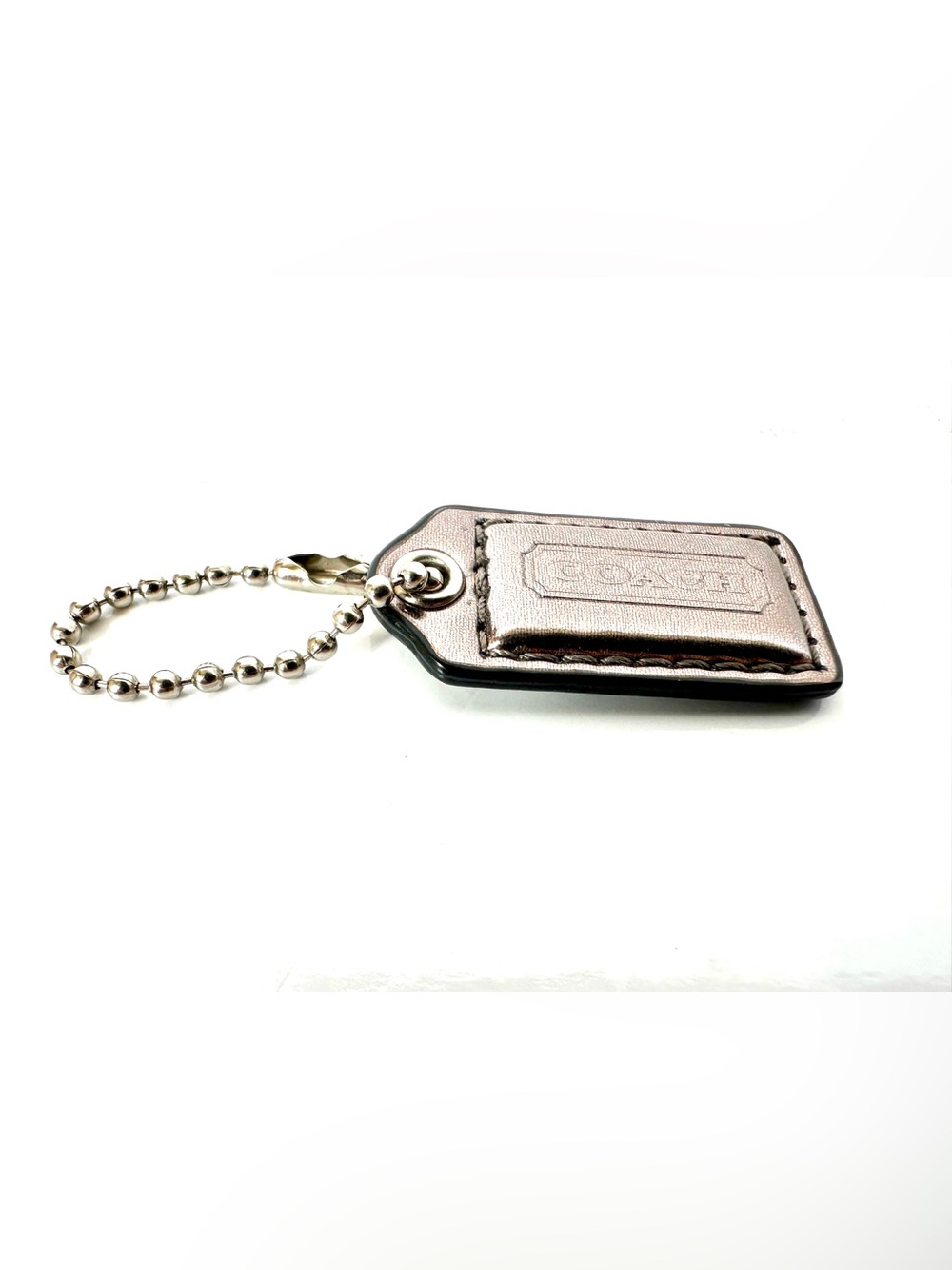 Coach Metallic Rose Leather Key & Card Holder Tag